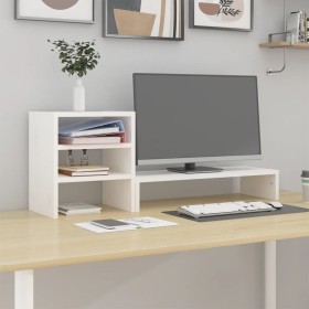 Solid white pine wood monitor stand 81x20x30 cm by , Computer bases and risers - Ref: Foro24-813995, Price: 39,03 €, Discount: %