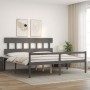 Double bed for seniors gray solid wood headboard by vidaXL, Beds and slatted bases - Ref: Foro24-3195433, Price: 165,89 €, Di...