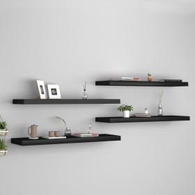 Floating wall shelves 4 pcs MDF black 90x23.5x3.8 cm by vidaXL, Shelves and shelves - Ref: Foro24-323840, Price: 73,30 €, Dis...