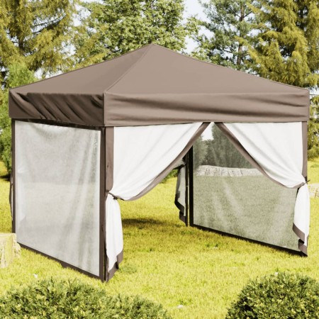 Folding party tent with taupe gray walls 3x3 m by , Tents and gazebos - Ref: Foro24-93533, Price: 120,99 €, Discount: %