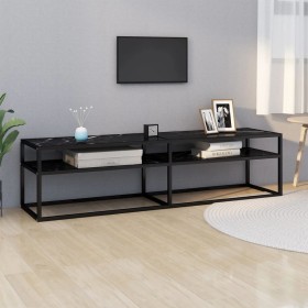 Mueble de TV vidrio templado color mármol negro 160x40x40,5 cm de , Muebles TV - Ref: Foro24-331721, Precio: 118,86 €, Descue...