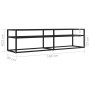 TV stand made of tempered glass in black marble color, measuring 160x40x40.5 cm. by , TV Furniture - Ref: Foro24-331721, Pric...