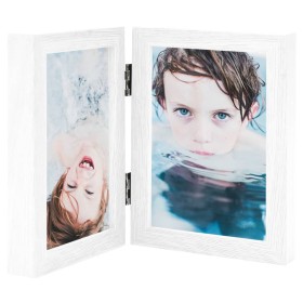 White folding photo collage frame 2x(10x15 cm) by , Photo frames - Ref: Foro24-332762, Price: 13,50 €, Discount: %