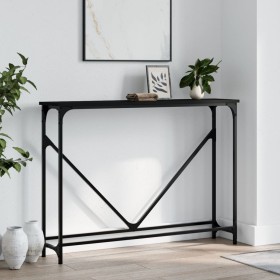 Black engineered wood console table 102x22.5x75 cm by , Side tables - Ref: Foro24-834130, Price: 47,32 €, Discount: %