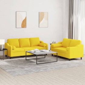 Juego de sofás con cojines 2 piezas tela amarillo claro de , Sofás - Ref: Foro24-3201855, Precio: 488,99 €, Descuento: %