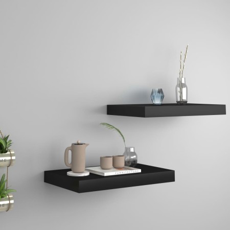 Floating wall shelves 2 pcs MDF black 40x23x3.8 cm by vidaXL, Shelves and shelves - Ref: Foro24-323827, Price: 24,83 €, Disco...