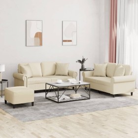 3-piece sofa set with cream-colored faux leather cushions by , Sofas - Ref: Foro24-3202166, Price: 558,99 €, Discount: %