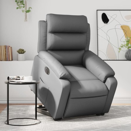 Sillón reclinable elevable eléctrico de cuero sintético gris de , Sillones - Ref: Foro24-3205059, Precio: 317,29 €, Descuento: %