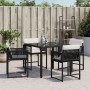 Garden chairs with cushions, 4 units, black synthetic rattan by , Garden chairs - Ref: Foro24-365017, Price: 174,89 €, Discou...