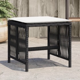 Gartenhocker mit Kissen, 4 Stück, PE-Rattan, Schwarz, 41x41x36cm. von , Hocker für den Außenbereich - Ref: Foro24-365055, Pre...