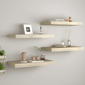 Floating wall shelf 4 pcs MDF oak 60x23.5x3.8 cm by vidaXL, Shelves and shelves - Ref: Foro24-323876, Price: 48,62 €, Discoun...