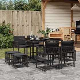 9-piece garden dining set with black synthetic rattan cushions by , Garden sets - Ref: Foro24-3211495, Price: 362,99 €, Disco...