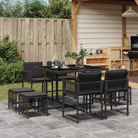 9-piece garden dining set with black synthetic rattan cushions by , Garden sets - Ref: Foro24-3211495, Price: 363,10 €, Disco...