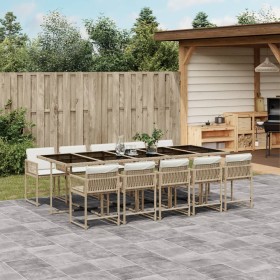 Garten-Essgruppe 11-teilig mit Kissen aus synthetischem Rattan in Beige. von , Gartensets - Ref: Foro24-3211474, Preis: 737,8...