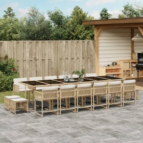 Garten-Essgruppe 17-teilig mit Kissen aus synthetischem Rattan in Beige. von , Gartensets - Ref: Foro24-3211546, Preis: 940,4...