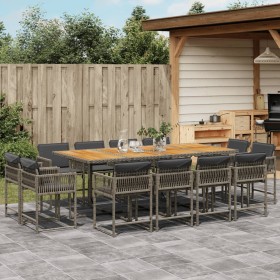 Garten-Essgruppe mit 13-teiligen Kissen aus grauem synthetischem Rattan. von , Gartensets - Ref: Foro24-3211586, Preis: 859,9...