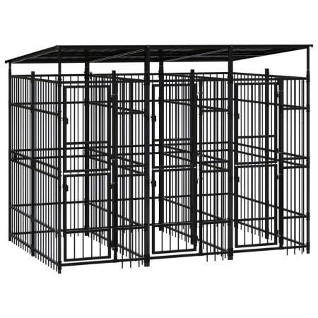 Outdoor dog kennel with a steel roof, 5.53 m² by , Dog kennels and fences - Ref: Foro24-3097948, Price: 1,00 €, Discount: %