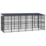 Outdoor dog kennel with a steel roof 11.06 m² by , Dog kennels and fences - Ref: Foro24-3097969, Price: 1,00 €, Discount: %