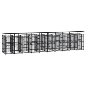 Outdoor dog kennel with a steel roof, 18.43 m² by , Dog kennels and fences - Ref: Foro24-3097955, Price: 3,00 €, Discount: %