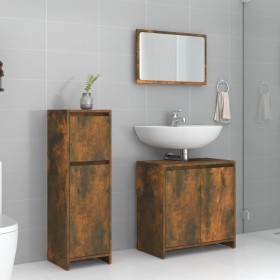 Set de muebles baño 3 pzas madera contrachapada roble ahumado de , Muebles de baño - Ref: Foro24-3143931, Precio: 105,57 €, D...