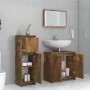 3-piece bathroom furniture set made of smoked oak plywood by , Bathroom furniture - Ref: Foro24-3143931, Price: 105,57 €, Dis...