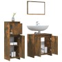 3-piece bathroom furniture set made of smoked oak plywood by , Bathroom furniture - Ref: Foro24-3143931, Price: 105,57 €, Dis...