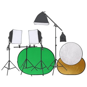 Photography studio kit with lights, backdrop, and reflector by , Flashes and studio lighting - Ref: Foro24-3143973, Price: 24...