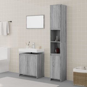 3-piece bathroom furniture set made of gray Sonoma plywood by , Bathroom furniture - Ref: Foro24-3152720, Price: 154,30 €, Di...