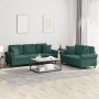 2-piece dark green velvet sofa set with cushions by , Sofas - Ref: Foro24-3202272, Price: 572,48 €, Discount: %