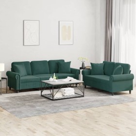 Zweiteiliges Sofaset mit dunkelgrünen Samtkissen. von , Sofas - Ref: Foro24-3202272, Preis: 544,99 €, Rabatt: %