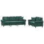 2-piece dark green velvet sofa set with cushions by , Sofas - Ref: Foro24-3202272, Price: 572,48 €, Discount: %