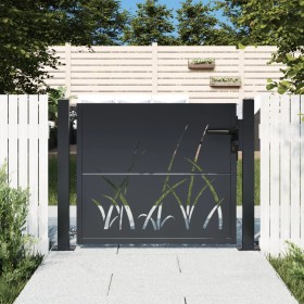 Garden gate in anthracite grey steel with grass design, 105x80 cm. by , garden gates - Ref: Foro24-153166, Price: 160,88 €, D...