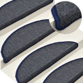 Stair tread carpets 15 units gray and blue 56x17x3 cm by , Stair mats - Ref: Foro24-322364, Price: 42,99 €, Discount: %