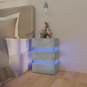 Bedside table with LED lights, engineered wood in gray concrete, 45x35x67 cm by , Nightstands - Ref: Foro24-326844, Price: 10...