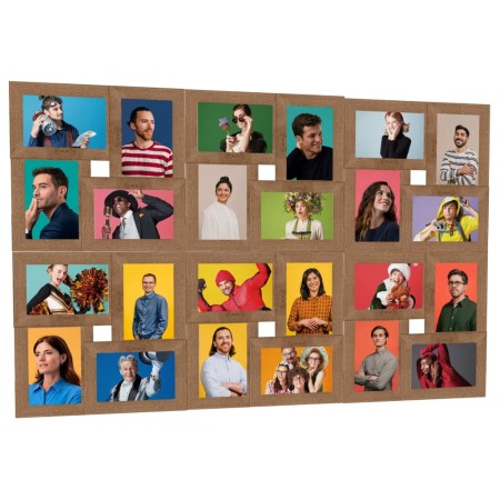 Collage photo frame for 24 photos (13x18 cm) light brown MDF by , Photo frames - Ref: Foro24-332785, Price: 52,88 €, Discount: %