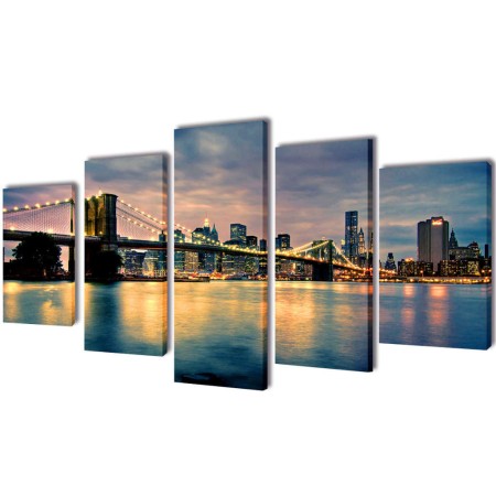 Decorative set of canvases for wall, Brooklyn River 200 x 100 cm by , Posters, prints and visual art - Ref: Foro24-241555, Pr...