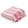 Manta a rayas de algodón rosa y blanco 125x150 cm de , Mantas - Ref: Foro24-245324, Precio: 18,05 €, Descuento: %