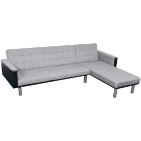 Sofá cama en forma de L tela negro y gris de , Sofás - Ref: Foro24-244334, Precio: 413,64 €, Descuento: %