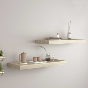 Floating wall shelves 2 pcs MDF oak 60x23.5x3.8 cm by vidaXL, Shelves and shelves - Ref: Foro24-323875, Price: 31,63 €, Disco...