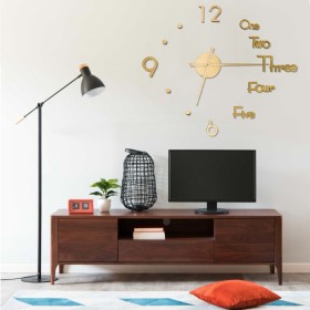 Reloj 3D de pared con diseño moderno dorado 100 cm XXL de , Relojes de pared - Ref: Foro24-325154, Precio: 19,99 €, Descuento: %