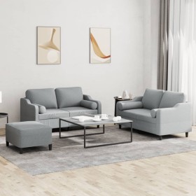 Three-piece sofa set with light gray fabric cushions by , Sofas - Ref: Foro24-3201826, Price: 554,83 €, Discount: %