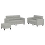 Dreiteiliges Sofaset mit Kissen aus hellgrauer Mikrofaser. von , Sofas - Ref: Foro24-3202321, Preis: 557,41 €, Rabatt: %