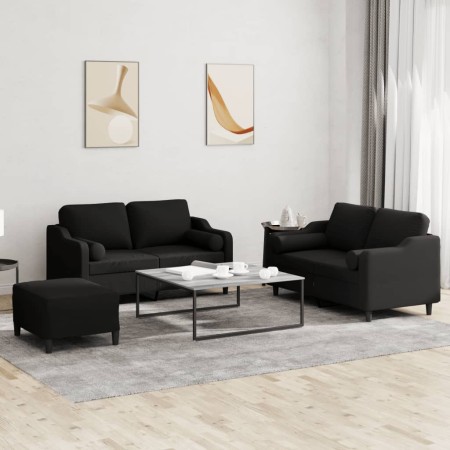 Schwarzes Sofaset mit 3-teiligen Kissen aus Stoff. von , Sofas - Ref: Foro24-3201830, Preis: 546,99 €, Rabatt: %