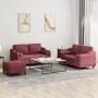 Three-piece sofa set with red wine fabric cushions by , Sofas - Ref: Foro24-3201832, Price: 535,46 €, Discount: %