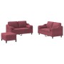 Three-piece sofa set with red wine fabric cushions by , Sofas - Ref: Foro24-3201832, Price: 535,46 €, Discount: %