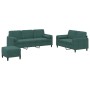 Set of sofas with 3 dark green velvet cushions by , Sofas - Ref: Foro24-3202046, Price: 615,54 €, Discount: %