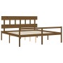 Double bed for seniors honey brown wooden headboard by vidaXL, Beds and slatted bases - Ref: Foro24-3195434, Price: 153,68 €,...