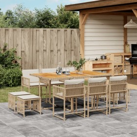 Garten-Essgruppe 11-teilig mit Kissen aus synthetischem Rattan in Beige. von , Gartensets - Ref: Foro24-3211516, Preis: 575,6...