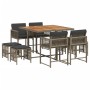 Set comedor jardín 9 pzas y cojines ratán sintético gris de , Conjuntos de jardín - Ref: Foro24-3211502, Precio: 392,99 €, De...