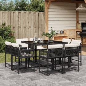 9-piece garden dining set with black synthetic rattan cushions by , Garden sets - Ref: Foro24-3211554, Price: 458,99 €, Disco...